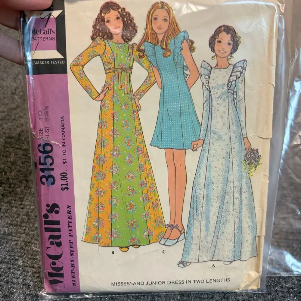 Lot 4 Vintage 70s McCalls Sewing Patterns Misses Juniors Boho Dress 3156 3549